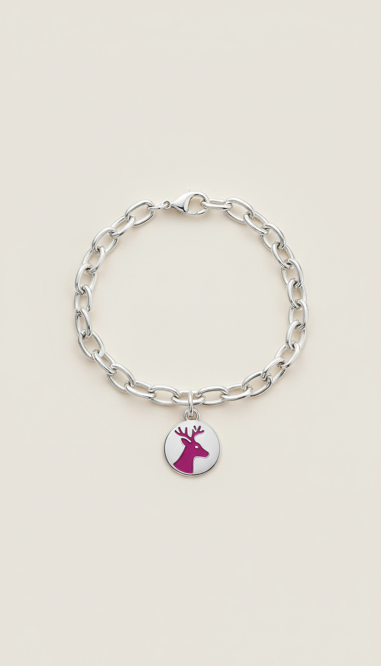 Magenta Deer Logo Pendant Necklace